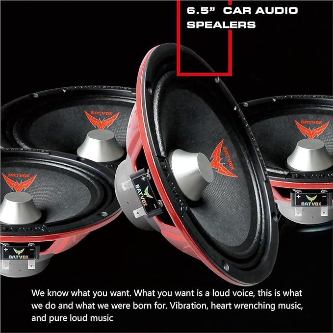 MX65S3 Loudspeaker 6.5 Inch Midrange 400 Watts 4 Ohms Silvery Bullet, Premium Quality Audio Door Speakers for Car or Truck Stereo Sound System, Black (2 Speaker)