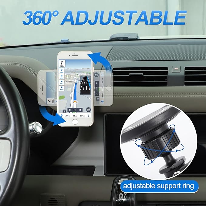 Magnetic Phone Holder Compatible with Land Rover Defender 110 130 2020-2025, 360° Adjustable Dash Phone Mount Holder for All Smartphones (for Base Trim (Faux Leather Dashboard))