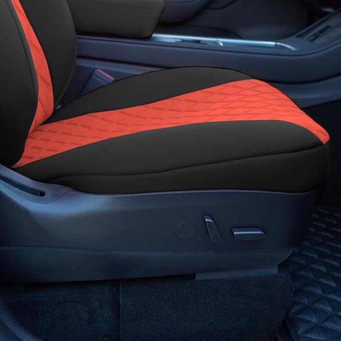 FH Group Custom Fit Car Seat Covers Specifically Made for 2020-2025 Tesla Model Y Ultraflex Neoprene Water Resistant Automotive Seat Covers -Front Set Red