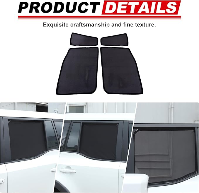 Rear Side Window Shades for Toyota Land Cruiser Prado LC250 2024-2026 Breathable Mesh Net Curtains Car Window Screen Cover UV Blocker Sun Protector Glare HeatShield Privacy Protector Window Sunshade