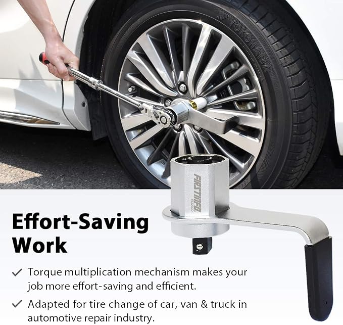 FIRSTINFO 3.4:1 Compact Torque Multiplier Wrench 600 Nm (443 ft-lbs) | 1/2" Drive Male to Female Adapter, Labor Saving Tool for Lug Nut, Easy Tire Change, F3220DD