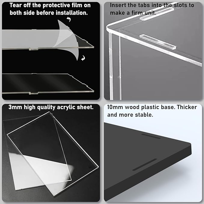 Choowin Large Acrylic Display Case for Lego Ideas Tree House 21318 & Piano 21323 - Thickened Clear Acrylic Display Box for Collectibles - Dustproof, Assemble, Black Base
