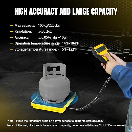 220 LBS HVAC Freon Scale High Precision Charging Refrigerant Scale Weight Scale with Portable Case for All Refrigerant Recovery Tanks