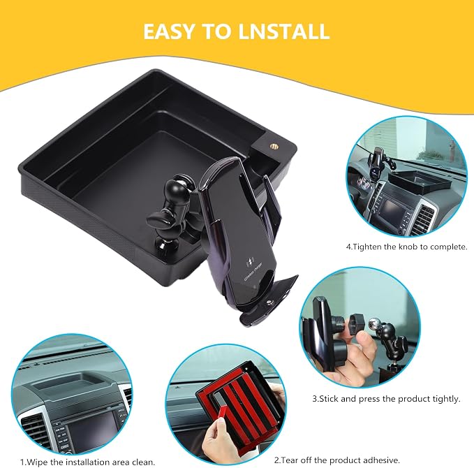 Car Dashboard Storage Tray Compatible with Nissan Frontier 2009-2017 ABS Dashboard Non-Slip Storage Organizer Tray with Phone Holder Mount Interior Accessories (Style F)