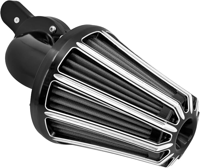 Air Cleaner Filter 90° Forward-Facing Intake Kit CNC Fit for Harley Touring Softail Dyna Sportster XL (Black Housing Grey Element, B For Touring 00-07,Softail 00-15,Dyna 00-17)