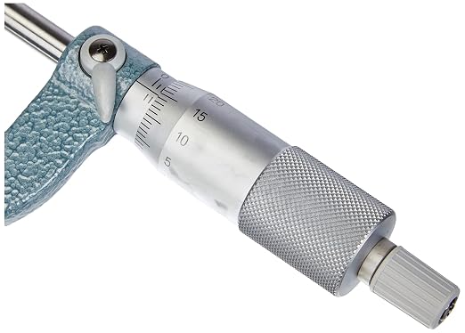 Mitutoyo 115-117 Spherical Face Micrometer, Ratchet Stop, 50-75mm Range, 0.01mm Graduation, +/-0.003mm Accuracy, Flat Spindle