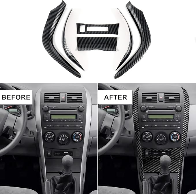 13 Pcs Carbon Fiber Interior Trim Cover Kit Compatible with Toyota Corolla 2009 2010 2011 2012 2013, AC Air Vent Cover Window Lift Switch Panel Cover Gear Shift Panel Cover