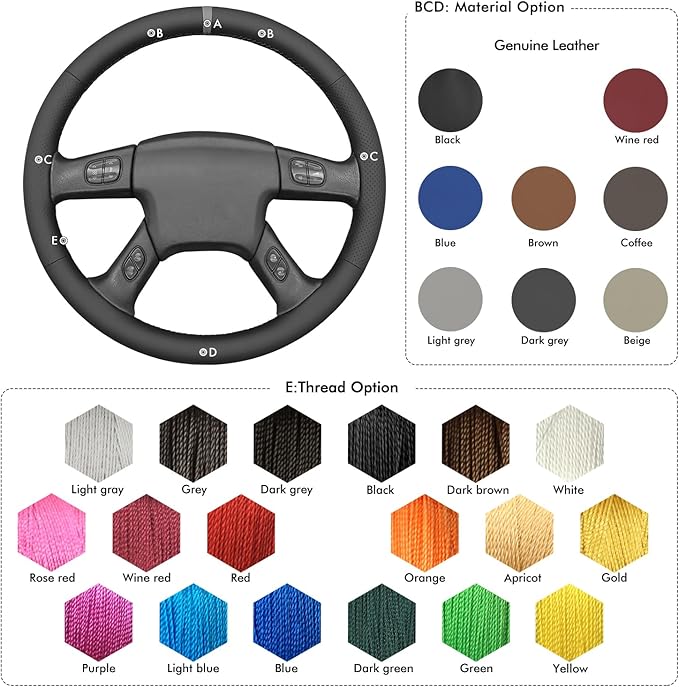 MEWANT Steering Wheel Cover for Chevy Silverado 1500/2500/3500 2003-2006 / Silverado 1500 2500HD 3500 Classic 2007 / Trailblazer 2002-2009 Hand-Stitched Steering Wheel Wrap