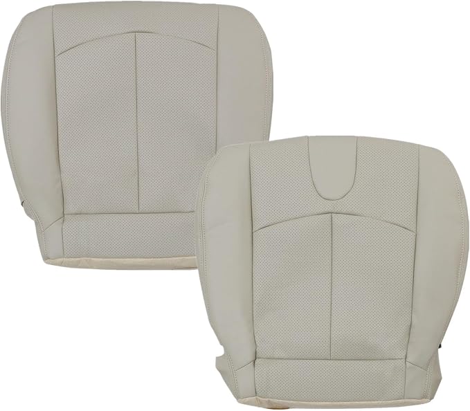 SecosAutoparts Front Driver & Passenger Side Bottom Perforated Leather Replacement Seat Covers Wheat Tan Compatible with Infiniti G37 2008 2009 2010 2011 2012 2013