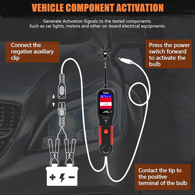 VDIAGTOOL V200 Automotive Circuit Tester, Power Circuit Probe Tool, 12-24V Electrical Short Open Breaker Circuit Finder, AC/DC Current Resistance, Duty Cycle, & 20FT Extension Cord, for 99% Cars