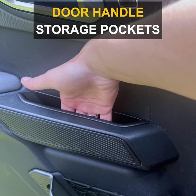 4-Door Handle Storage Compatible with 2026 2025 2024 2023 2022 2021 Ford Bronco Interior Accessories 4 Door Front Rear Grab Handle Pocket Organizer - ABS Plastic (Not for Bronco Sport)