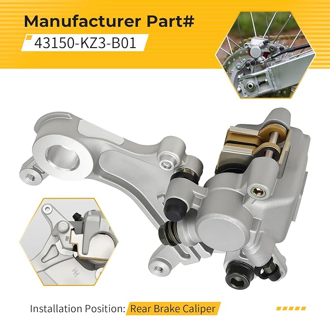 M MATI Rear Brake Caliper w/pads for Honda CR125R CR250R XR650R 1997-2007 43150-KZ3-B01