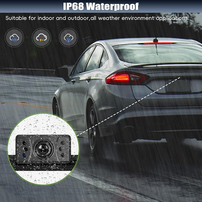 Wireless Backup Camera 4.3" TN Display, IR Night Vision, Customizable Parking Lines, Digital License Plate Rear View Camera for Truck Pickup Trailer Car RV Camper SUV Ease Install