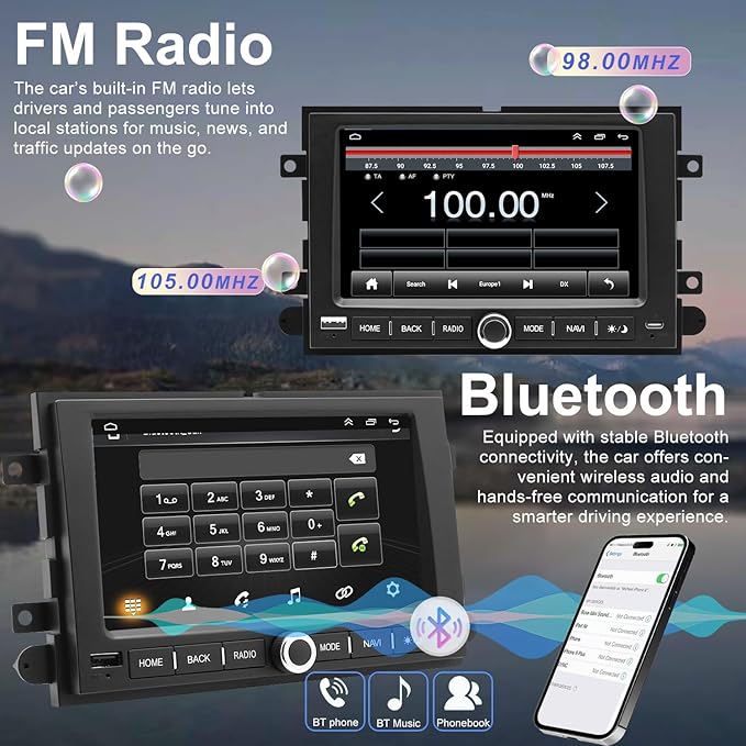 5G WiFi Car Radio for Ford F150 F-150 2004-2008, F250/F350 2006-2016, Edge 2007-2010, E150/E250/E350 2009-2014, 7'' Touch Screen Stereo Headunit with Wireless Carplay Android Auto GPS BT FM SWC Camera