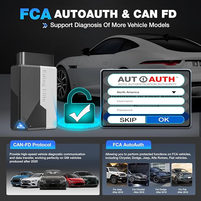 Ediag Elite KINGBOLEN Bluetooth OBD2 Scanner, Lifetime NO Cost Update Bidirectional Scan Tool for iOS & Android, Wireless Full System Car Diagnostic Scanner, 15+ Reset Service, CANFD, FCA AutoAuth