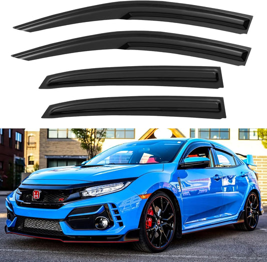 Window Visors Rain Guards Shield for 2016-2021 Honda Civic Hatchback, Out-Channel Window Vent Wind Deflectors Visors Shades for 16-21 Civic (Not for Sedan