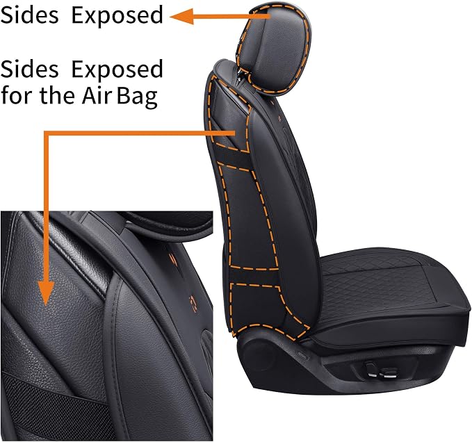 Aierxuan 5 Car Seat Covers Full Set Waterproof Leather Universal Fit for Kia Soul Sorento Hyundai Elantra Civic Jeep Wrangler Santa Fe Tucson Ford Explorer Edge Lexus (Full Set, Black)
