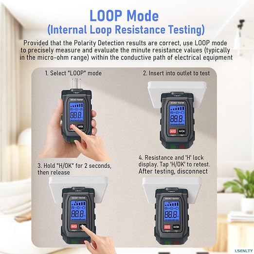 LSENLTY Circuit Breaker Finder & Electrical Tester, 2-in-1 Outlet Tester with Non-Contact Voltage, GFCI Tester, Loop Resistance & Polarity Detection, Suitable for Home DIY, Electrician, Father Gifts