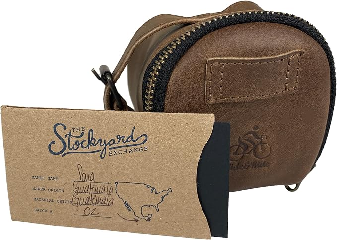 Hide & Ride, Bicycle Under Seat Pouch, Multi-functional Organizer for Commuters, Accessory Bag, Biker Essentials, Full Grain Leather, Handmade, Bourbon Brown