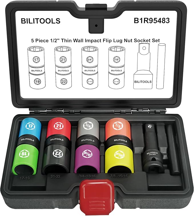 BILITOOLS 1/2 inch Drive Impact Lug Nut Socket Set