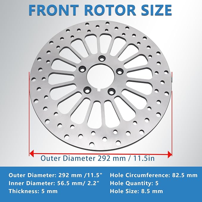 11.5'' Front Brake Rotor Disc Compatible with Harley Davidson Touring Sportster Dyna and Early Super Glide Softail, 420 Stainless Steel Rotors