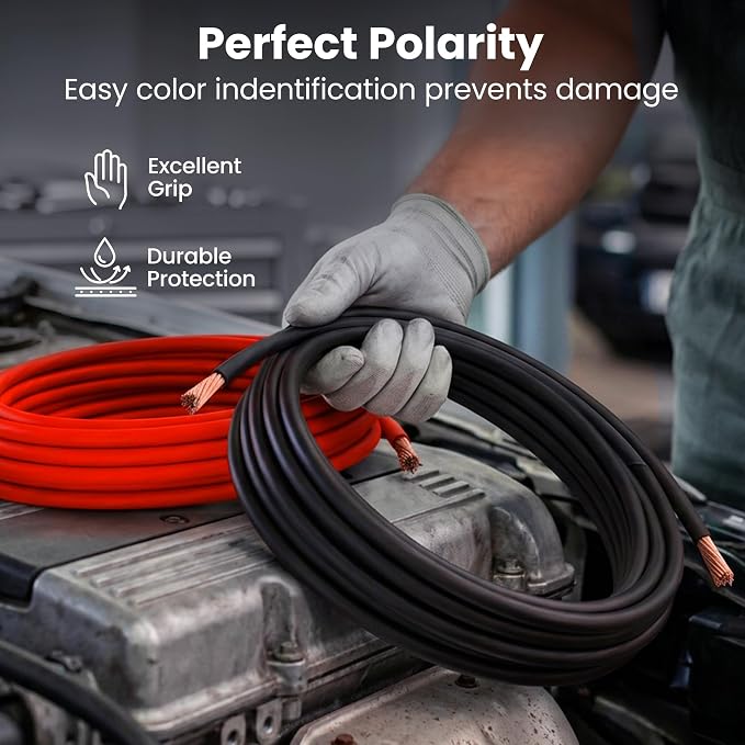 GEARit 8 Gauge Wire 50 ft Red, 8 AWG Battery Cable CCA, Copper-Clad Aluminum Power Cable for Car Audio Amp, Automotive, RV