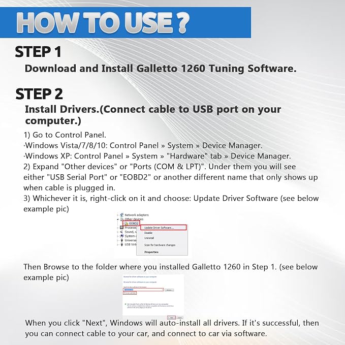 for Galletto 1260 Cable with OBD2 Adapter for Old Audi Vehicles,OBD Diagnostic Tool for Diesel TDi HDI JTD and Petrol Cars,EOBD ECU Flasher Programmer Read&Write Car ECU Fits Vag Series Tuning Tool