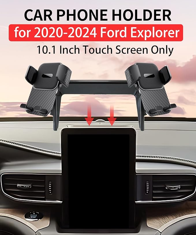 Car Phone Holder for Ford Explorer 2020 2021 2022 2023 2024 Accessories 10.1 Inch Screen Fixed Clip Cell Phone Mount Hands-Free 360 Degree Rotation