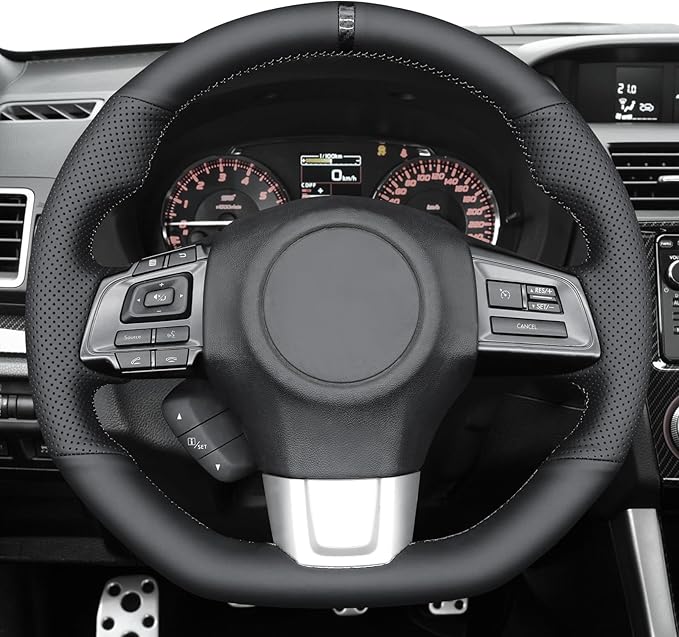 MEWANT Hand Stitch Steering Wheel Cover Wrap for Subaru WRX 2015-2021 / WRX STI 2015-2021 Steering Wheel Accessories for Subaru WRX