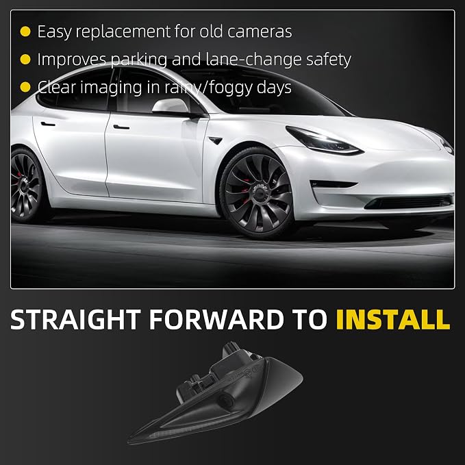 Dasbecan Front Fender Camera Compatible with 2017-2023 Tesla Model 3 2020-2023 2024 2025 Model Y Repeater Camera Left Driver Side Replace# 1125106-50-J 1125106-50-G