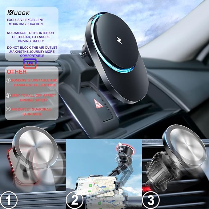 for MagSafe 4Runner Mount Charger, Exclusive fits for 2024-2010 Toyota 4runner, Compatible with iPhone 16/15/14/13/12/Mini Series, Intelligent Heat Dissipation Fast Charging 15W