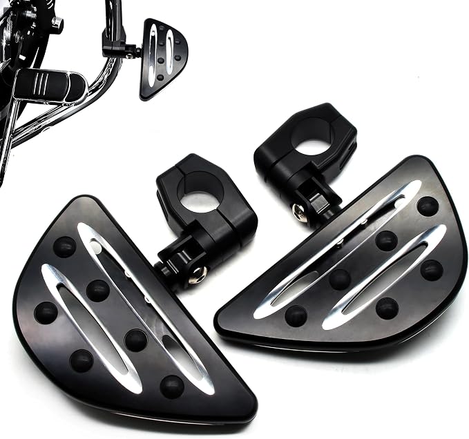 MZS 1.25" Highway Pegs, Motorcycle Highway Foot Pegs Short Adjustable CNC Aluminum Compatible with Road Glide King Softail Electra Street Glide Sportster Vulcan Chief Boulevard for 1 1/4 Engine Guard