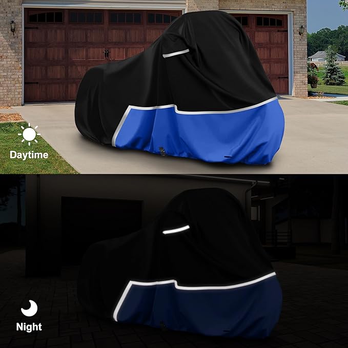 Waterproof Motorcycle Cover Replace for Harley Davidson Cruiser Models, 420D Oxford Cloth Softail, Dyna, Iron 883, Fat Boy 114, Forty-Eight, Low Rider, Sport Glide Cover for Snow Rain Protection