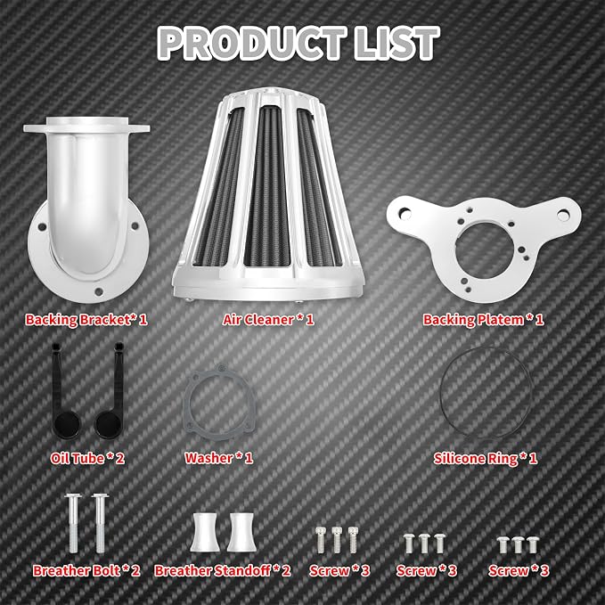 Air Cleaner Filter 90° Forward-Facing Intake Kit CNC Fit for Harley Touring Softail Dyna Sportster XL (Chrome Housing Grey Element, B For Touring 00-07,Softail 00-15,Dyna 00-17)