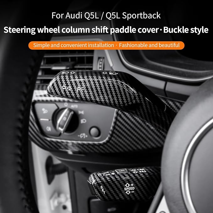 Steering Lever Cover Compatible with Audi Q5 2018-2025, Steering Wheel Column Shift Paddle Cover for Audi Q5 Sportback, Steering Wheel Shift Lever Rod Trim, NO Lane Keeping Function
