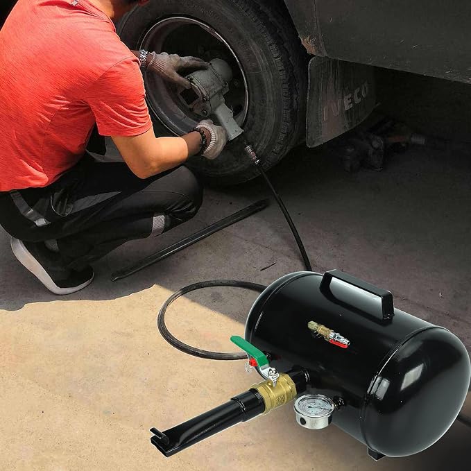 BLACKHORSE-RACING 5 Gallon Air Tire Bead Seater - 145PSI Blaster Tool Seating Inflator w/Gauge Car Truck ATV Tank Heavy Duty - Black