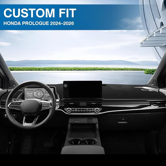 KUST Black Dash Cover for Honda Prologue 2024-2026 (Without HUD) Polyester Dashboard Cover Left Hand Drving Dash Carpet Non-Slip Dash Protector Interior Accessories for Prologue Custom Fit Dash Mat