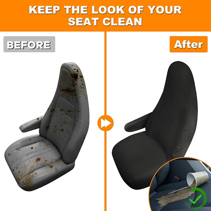 Seat Covers Compatible with 2010-2025 Chevy Express Front Bucket Seats with Opening for Grab Handle on Passenger Side Backrest, NOT for RV Seats (Black, 2010-2024 Express Front (Knitted))