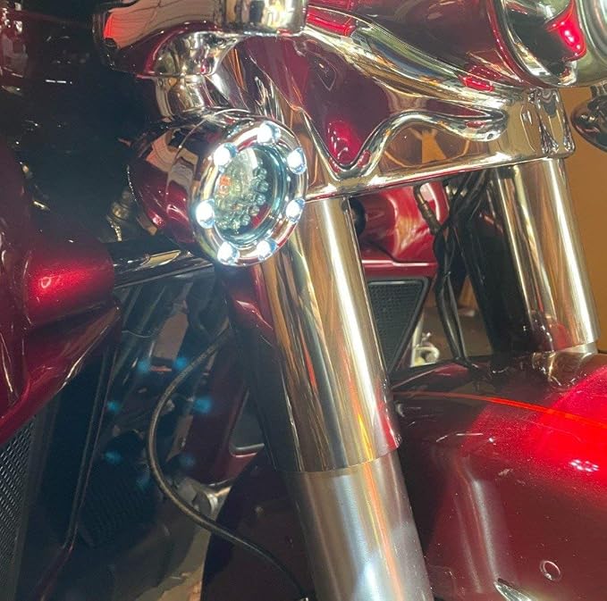 Eagle Lights 2 Inch Bullet Front Infinity Beam LED Turn Signals w/Running Light Ring Covers for Harley Davidson - Chrome / 1157 Base