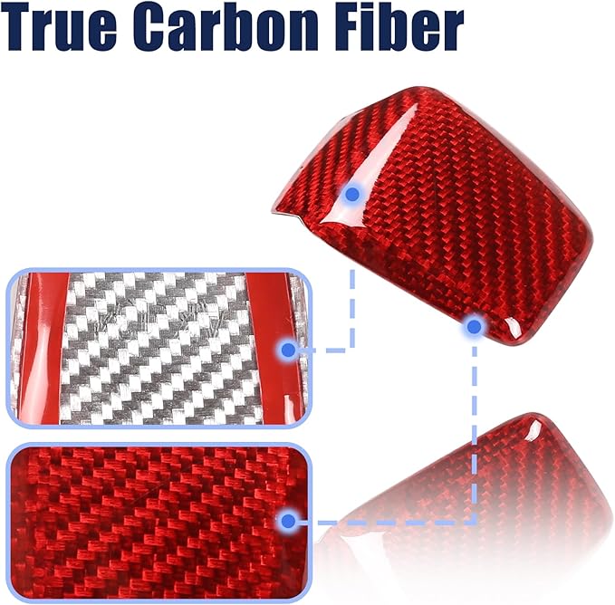 Carbon Fiber Central Steering Wheel Trim Strip Compatible with Alfa Romeo Giulia Stelvio Tonale 2020 2021 Steering Wheel Bottom Decoration Panel Cover Auto Accessories (Red)