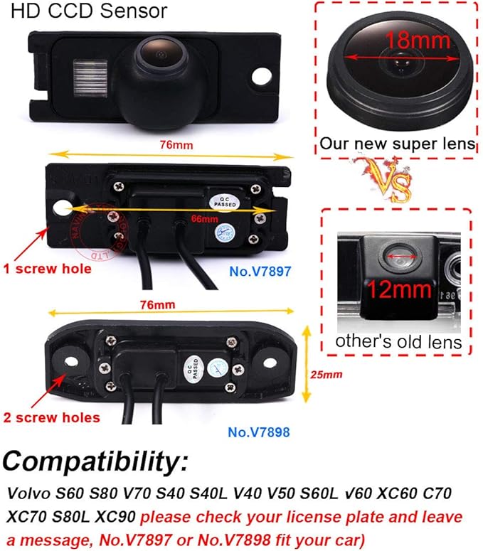 Super HD Vehicle Camera 1280x720 Pixels 1000 TV Lines car Rear View Back up Vehicle Camera Parking Reverse for Volvo S80 S140 XC60 S40 C70 S80L S40L S80 S60L S40L XC90 S80L Waterproof