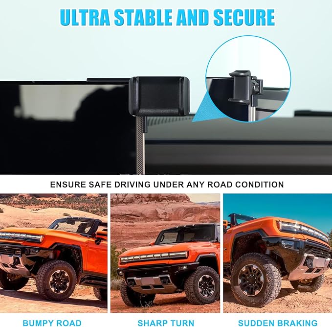 Car Phone Holder Mount for Hummer EV SUV Truck Accessories 2022-2024 2025+ Right Side of Navigation Screen Rotatable Fixed Mobile Phone Holder for Car Fit for iPhone Universally Smartphones (A)