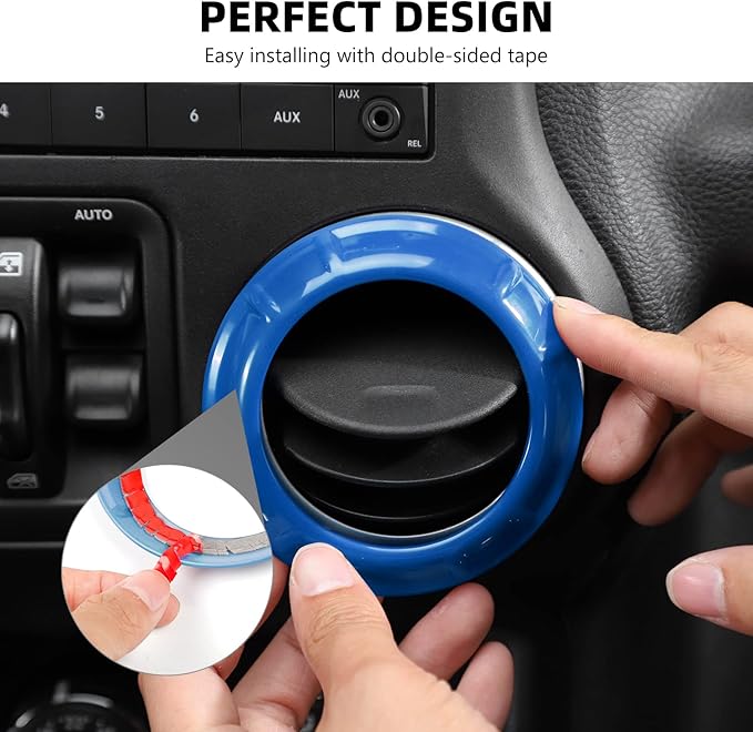RAZPOY JK 18PCS Interior Trim Kit, Steering Wheel Trim & Gear Shift Cover Air Conditioning Vent Trim Compatible with 2011-2017 Jeep Wrangler JK 4-Door, Blue