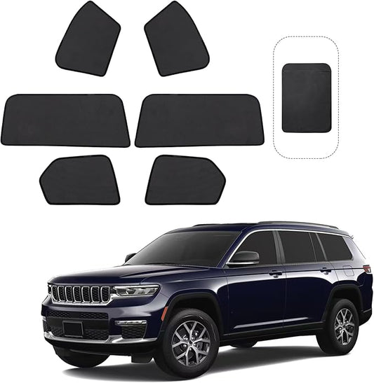Front Side Half Window Shade Foldable Custom Fit for 2021-2024 Je-ep Grand Cherokee L Car Window Shades for Side Window Sun Shade UV Protection Heat Insulation for Camping Sleeping 6PCS