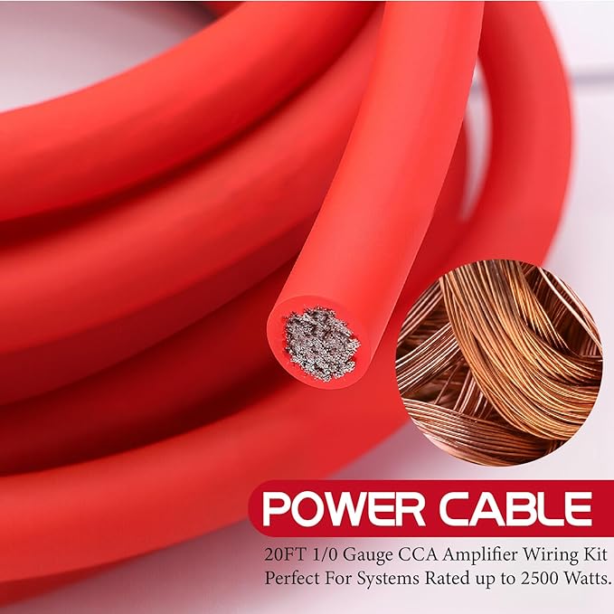 0 Gauge Dual Amp Wiring Kit Make Connections and Bring Power to Your Radio,Subwoofers and Speakers