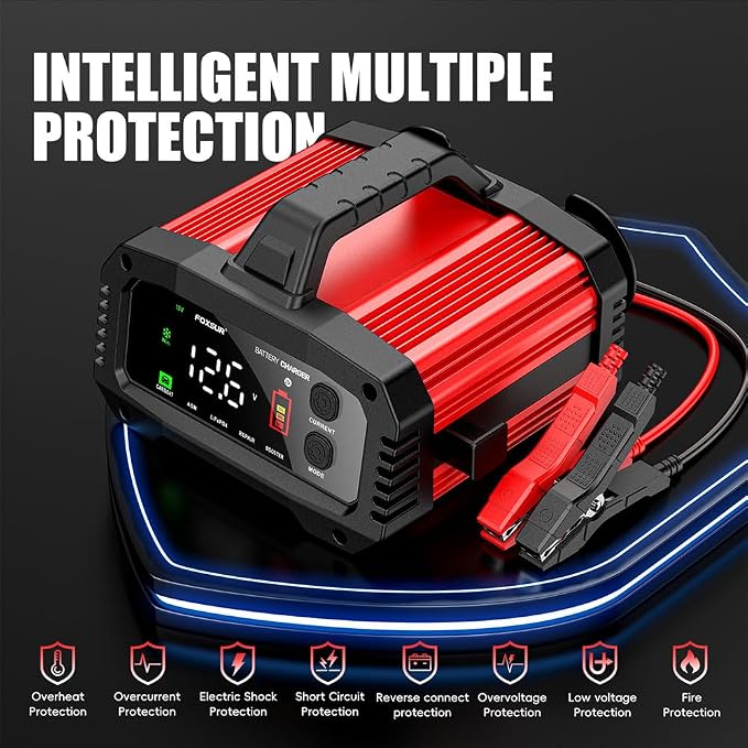 2Amp to 25Amp Car Battery Charger and Maintainer, Trickle Charger for 12V 24V Batteries Repair (AGM, LiFePO4, Lead Acid) with Winter and Booster Mode
