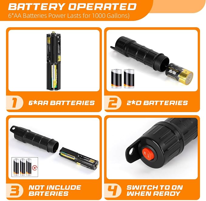 Portable Transfer Pump Battery Operated Electric Siphon Pump for Gas, Fuel, Diesel, Water Transfer 2.4 GPM Flow Oil Extractor, 47 Inches Hose-Easy to Use Hand Fuel Pump, Multi-Use Transfer Pump O-Y