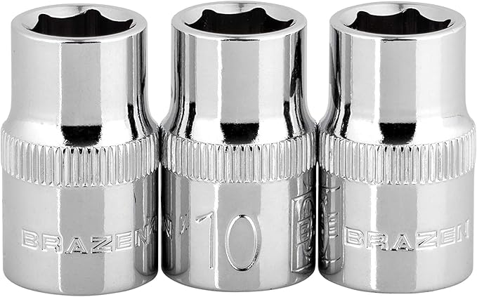 BRAZEN 10mm Socket Three Pack (3/8" Drive, 6pt, Shallow)