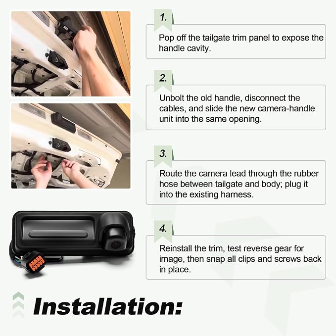 Backup Parking Rear View Camera with Pull Handle Assembly Compatible with 2020 2021 Kia Soul Replace 99240-K0000 99240K0000