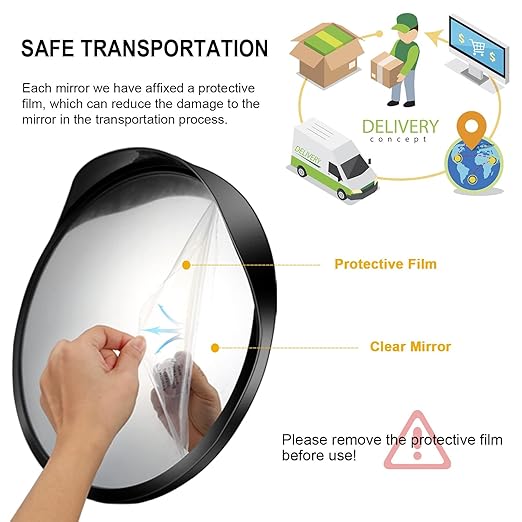 Angooni Premium 2 Pack 16" 2.0mm Thick Acrylic Convex Traffic Mirror, Ajustable Wide Angle View Security Mirror for Garage, Parking, Warehouse, Office, driveway and Traffic Blind Spots
